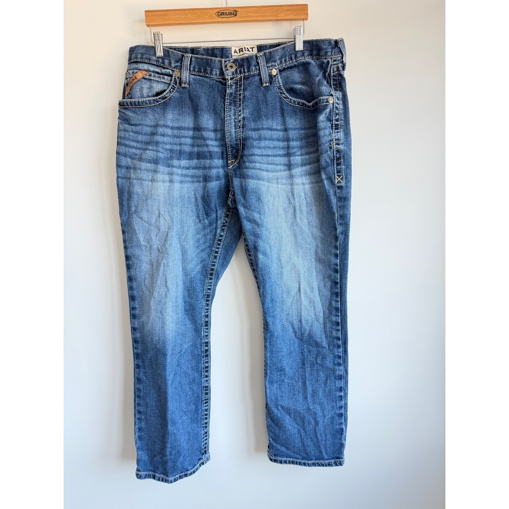 Ariat Mens Relaxed Straight Leg M4 Jeans 40x30 Blue Denim Western Workwear